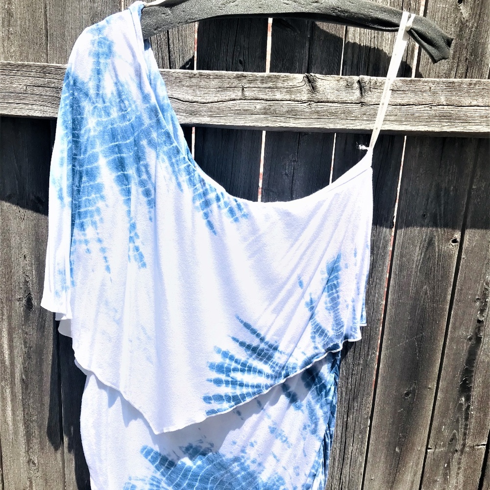 BOSTON PROPER Tie Died One Shoulder Top ~ Large